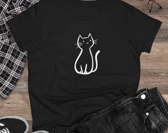Camiseta de mujer con dibujo de gato