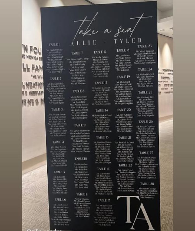 Custom Wedding Seating Chart Board, Large Coroplast Reception Sign, Table Assignment Display image 10