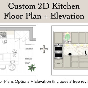 Kitchen Design | Floor Plan + Elevations | Space Planning | Kitchen Remodelling | Custom |  2D Design