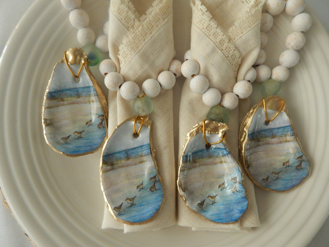 Oyster Shell Napkin Rings Set of 4 - Etsy