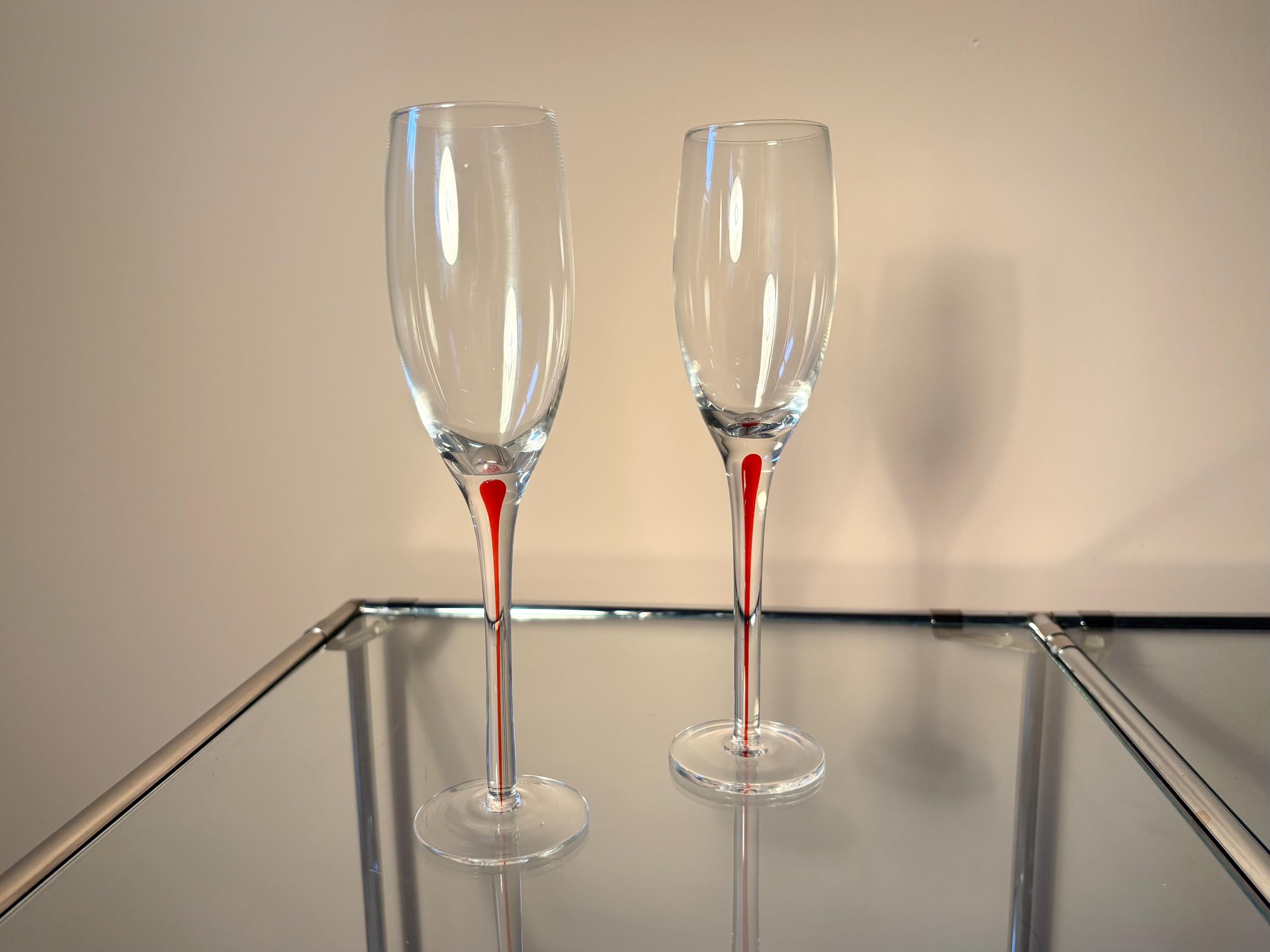 Deux Flûtes à Champagne En Cristal Gravées Cœurs Et Oiseau D'amour – Colony – Idéal Pour Mariage