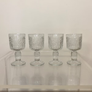 1970s Ravenhead Siesta Bark Goblet Glasses: Mid-Century Modern Barware, Set of 4