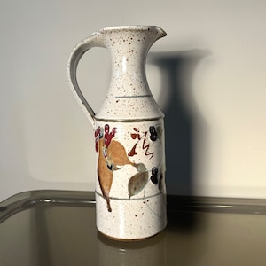 Mid Century gesprenkelte Glasur Studio Keramik Keramik handbemalter Weinkrug Krug