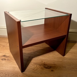 1990's ヴィンテージ　IKEA RAMBERG ガラス　サイドテーブル Vintage IKEA 1990s Ramberg Plywood & Glass Square Bedside Table