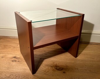 Vintage IKEA 1990s Ramberg Plywood & Glass Square Bedside Table with Shelf