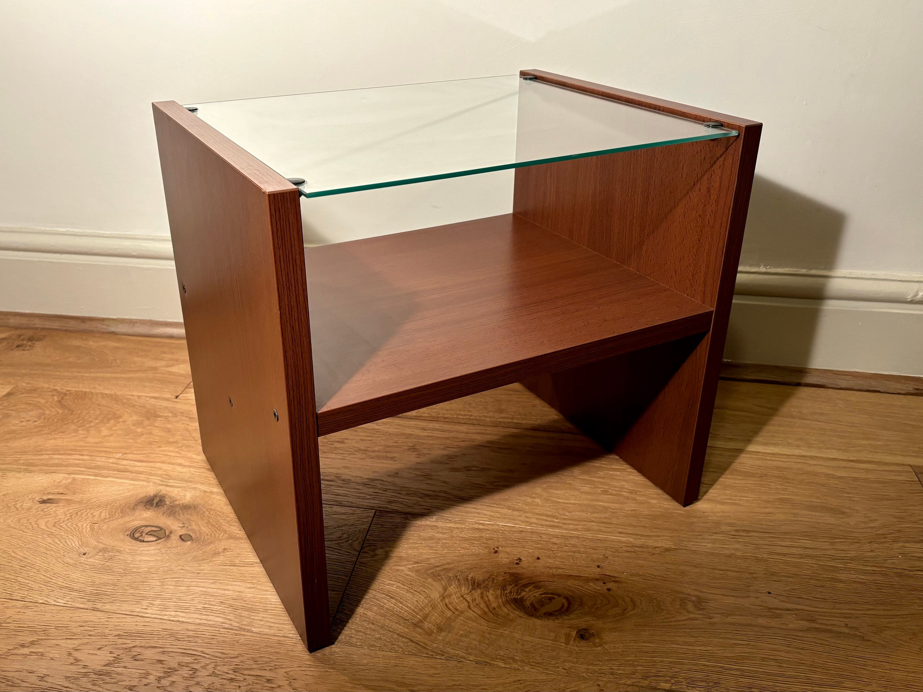 1990's ヴィンテージ　IKEA RAMBERG ガラス　サイドテーブル Vintage IKEA 1990s Ramberg Plywood & Glass Square Bedside Table