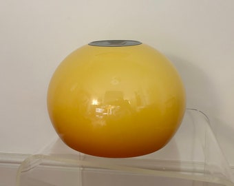 Vintage 1970s Plastic Brown/Yellow Gradient Guzzini Style Retro Dome Pendant Ceiling Lampshade