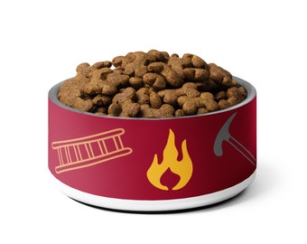 Fire Dog Stainless Steel Pet Bowl - Red