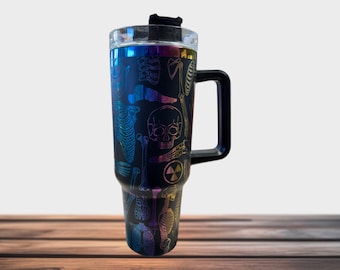 Radiologist X-Ray Tech Radiology Tech Laser Engraved 40 oz Insulated Tumbler with Handle Lid and Straw  Insulated