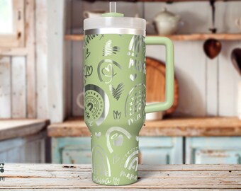 Rainbow Mama Laser Engraved 40 oz Insulated Tumbler with Handle Lid and Straw  Insulated Cup