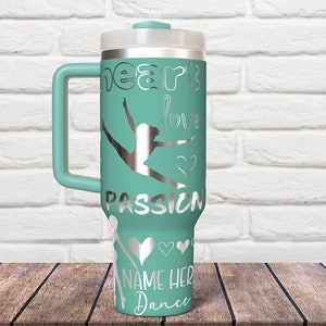 JDF Elite Dance Custom Tumbler Laser Engraved 40 oz Insulated Tumbler with Handle Lid and Straw Insulated Cup