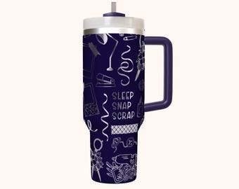 Scrapbooking 40 oz Laser Engraved Tumbler with Handle Lid Straw Laser Engraved Tumbler Double Wall Insulated Cup