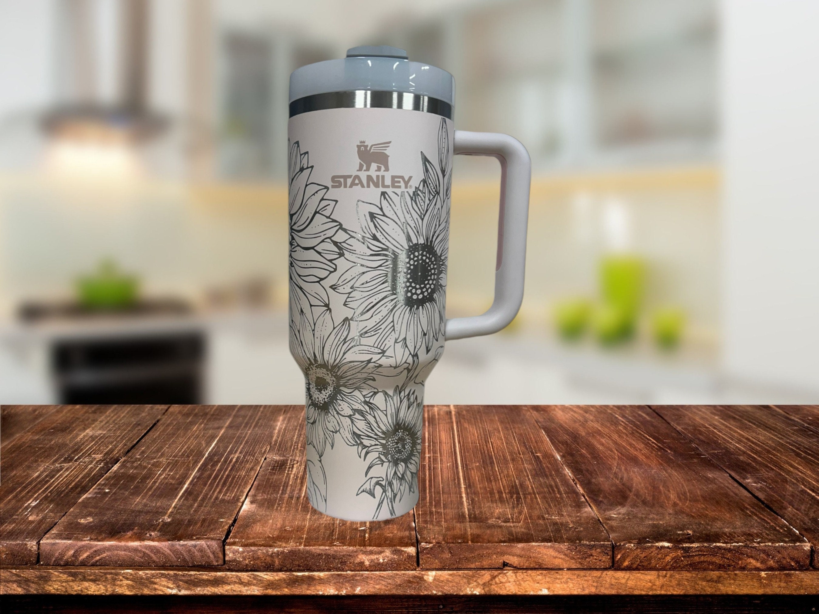 Sunflower Design 40oz Tumbler With Handle, Lid, Straw, Laser Engraved  Tumbler, Stanley Quencher, Non Brand, Personalized, Stanley Tumbler 