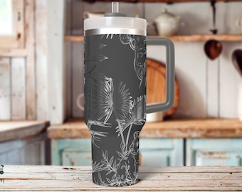 Koalas Laser Engraved 40 oz  Insulated Tumbler with Handle Lid and Straw Custom Gift