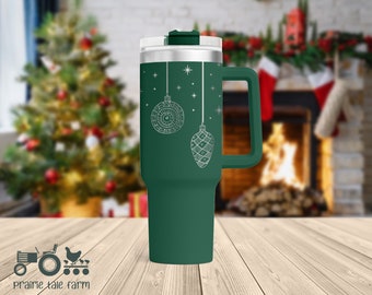 Christmas Ornaments Laser Engraved 40 oz Insulated Tumbler with Handle Lid and Straw Insulated Cup