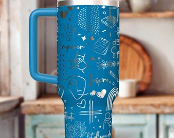Social Worker Laser Engraved Insulated 40 oz Tumbler with Handle Lid and Straw Custom Gift