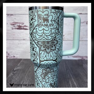Cuss Word Mandala F*ck Mandala Laser Engraved 40 oz Tumbler with Handle Lid and Straw. Double Wall Insulated Cup