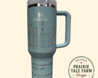 Pride & prejudice pemberley jane austen laser engraved 40 oz tumbler with handle lid and straw double wall insulated