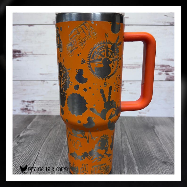 Off Roading 4x4 Laser Engraved 40 Oz Insulated Tumbler With Handle Lid