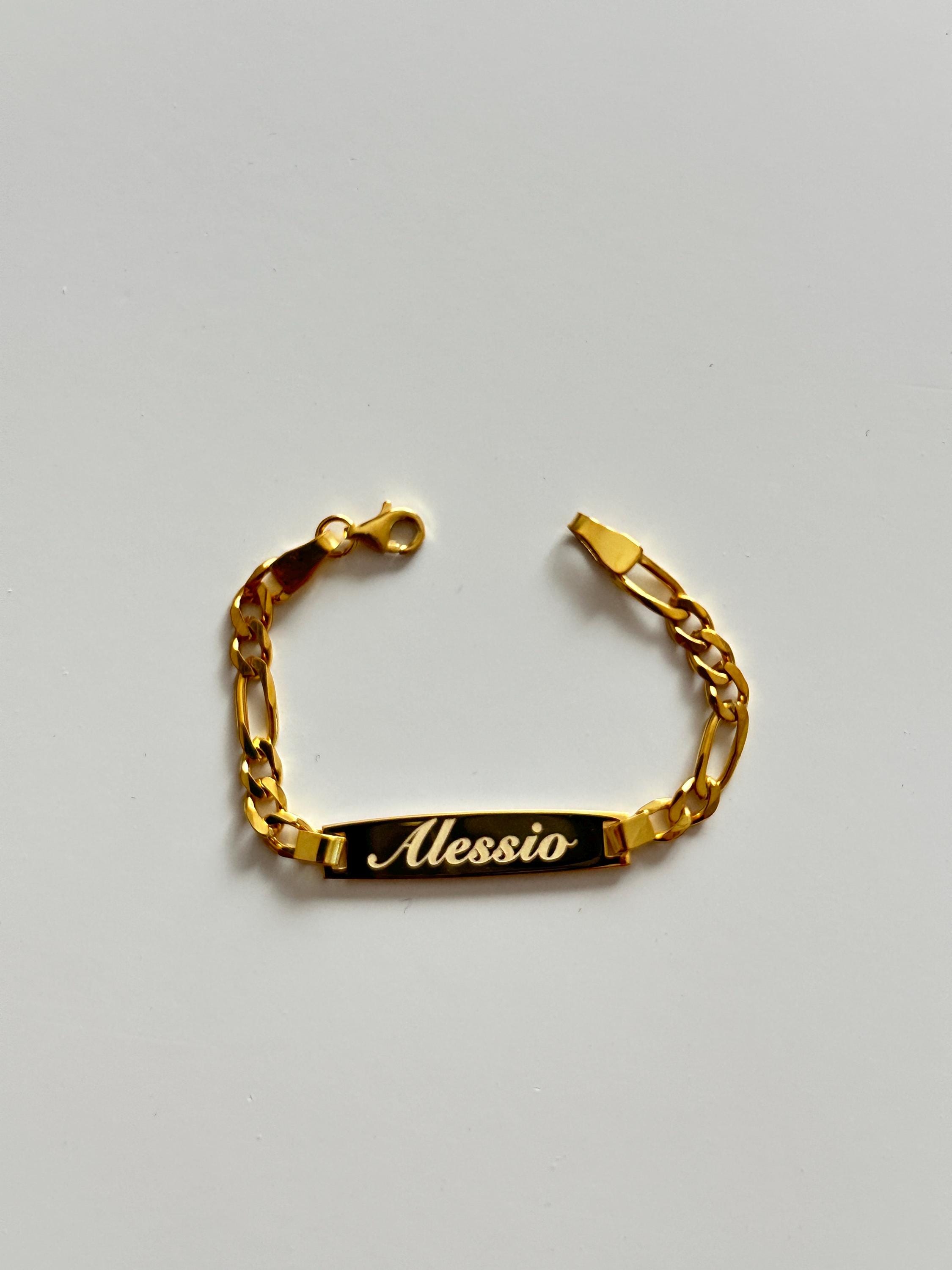 14K Gold Baby Bracelet: Engraved ID Bracelet, Newborn Gift