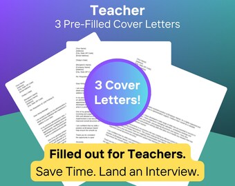 Teacher Cover Letter Pack: 3 Expertly Crafted Letters for Job Applications & Job Seekers
