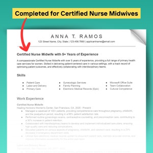 Puede incluir: Un currículum vitae para una matrona certificada con más de 5 años de experiencia. El currículum incluye una foto profesional, información de contacto, un resumen de habilidades y experiencia, y una lista de experiencia laboral. El currículum está formateado de manera limpia y profesional.