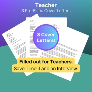 Paquete de cartas de presentación para profesores: 3 cartas elaboradas por expertos para solicitudes de empleo y solicitantes de empleo