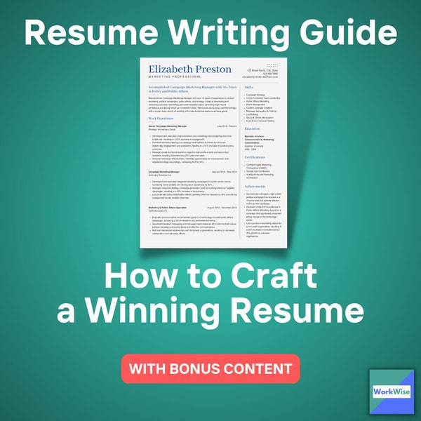 Resume Writing Guide: How To Craft a Winning Resume - 50+ pages of detailed examples on how to write the perfect resume! Ace the Interview!