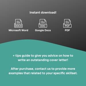 May include: Instant download of a cover letter template in Microsoft Word, Google Docs, or PDF format. Includes tips on writing a great cover letter.