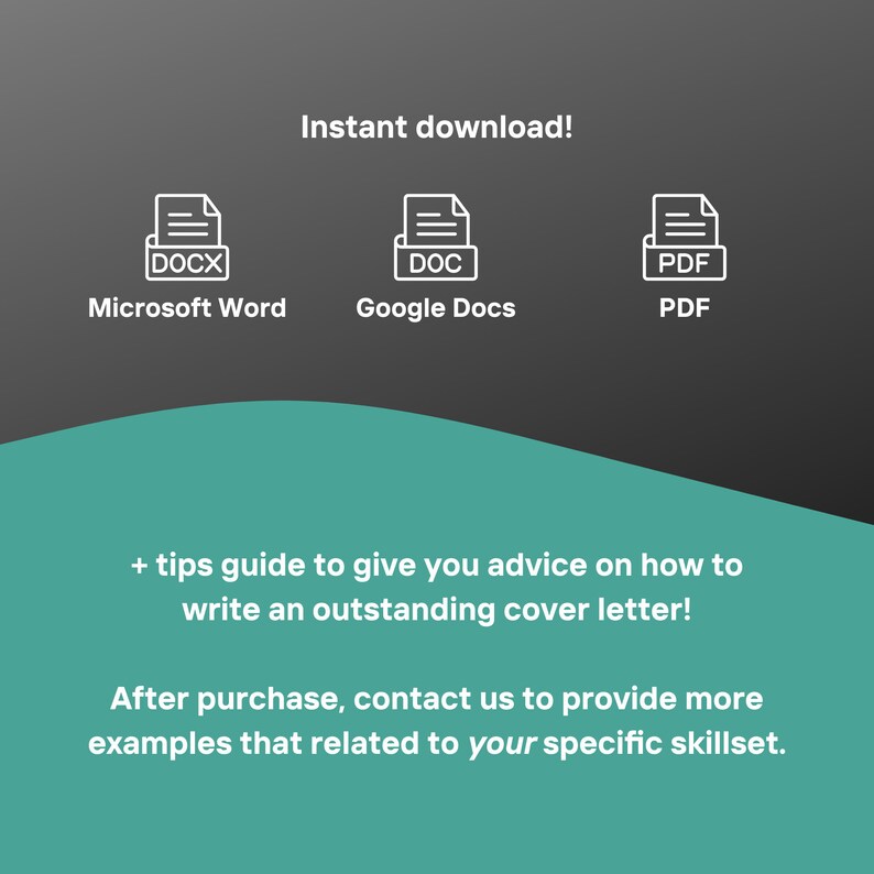 May include: Instant download of a cover letter template in Microsoft Word, Google Docs, or PDF format. Includes tips on writing a great cover letter.