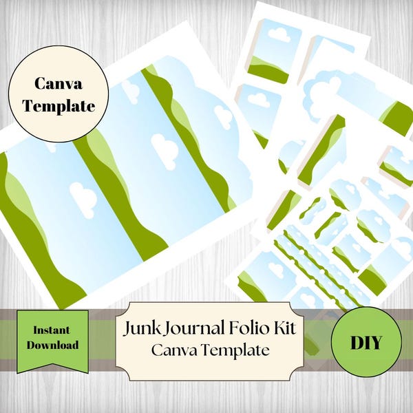 Junk Journal Template Kit Folio Canva Template For Junk Journal Folio Beginner Template Frames For Canva