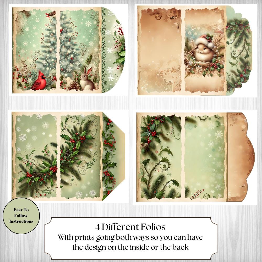Winter Forest Animals Junk Journal Folio Kit 17 Pages Junk Journal ...