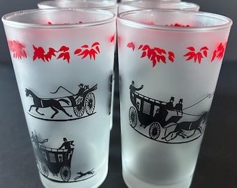 Libbey Stagecoach frosted highballs..set of 6