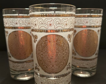 Hazel Atlas Aztec Highball Glasses.. set of 4