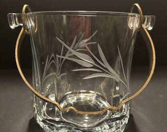 Italian Etched Art Glass ice bucket