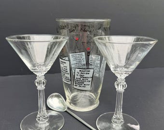 Retro martini set… 2 glasses.. mixing glass and spoon