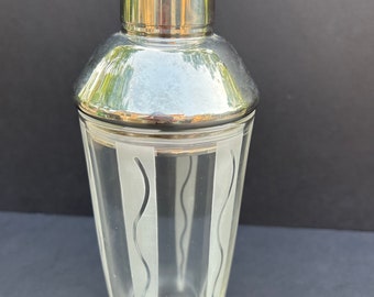 Frosted glass cocktail shaker with chrome lid