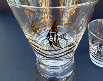Fred Press.. signed… gold fish and waves lowballs… set of 5