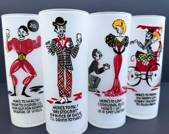 Gay Fad frosted Collins glasses.. set of 4