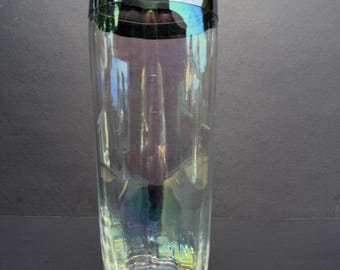 Iridescent cocktail shaker with chrome lid