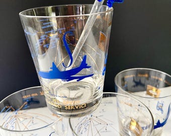 Sabena World Airlines double old fashioned glasses.. set of 4