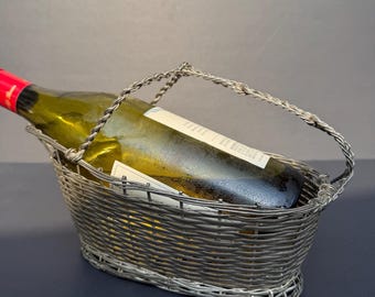 1980’s Silverplated woven wire wine basket