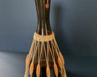 Wicker wrapped decanter… Smokey glass