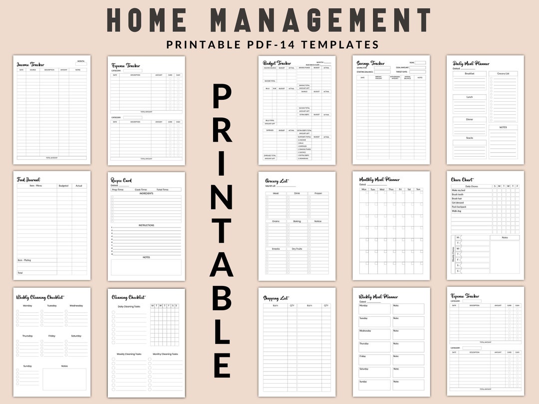 Printable Home Management Household Planner Printables Home - Etsy