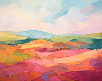 Abstract Landscape Art Print | Rainbow Art | Impressionist Art | Abstract Print | Landscape Wall Art | Instant Download | Printable Art