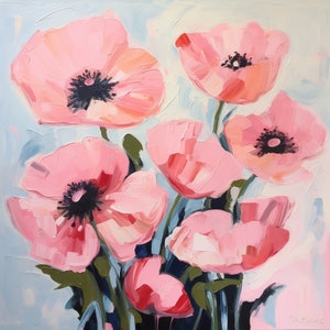 Pink Poppies Abstract Impressionist Painting | Abstract Poppies Painting | Impressionist Poppies Wall Art | Instant Download | Printable Art