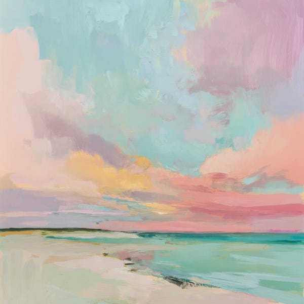 Pastel Beach Sunset Art Print: Abstract Coastal Decor (Digital Download)