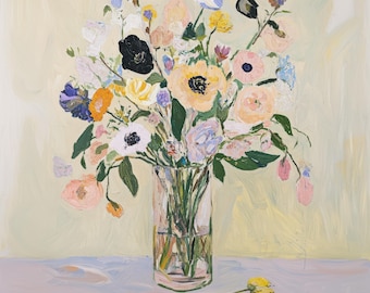 Wildflower Bouquet Art Print: Painterly Floral Wall Decor (Digital Download)