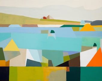 Abstract Seaside Landscape Art Print | Abstract Art | Colorblock Art | Abstract Landscape | Landscape Art | Instant Download | Printable Art