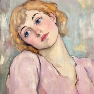 Vintage Portrait Painting Art Print | Soft Pastel Impressionist Painting of a Woman | Digital Download | Instant Download | Printable Art